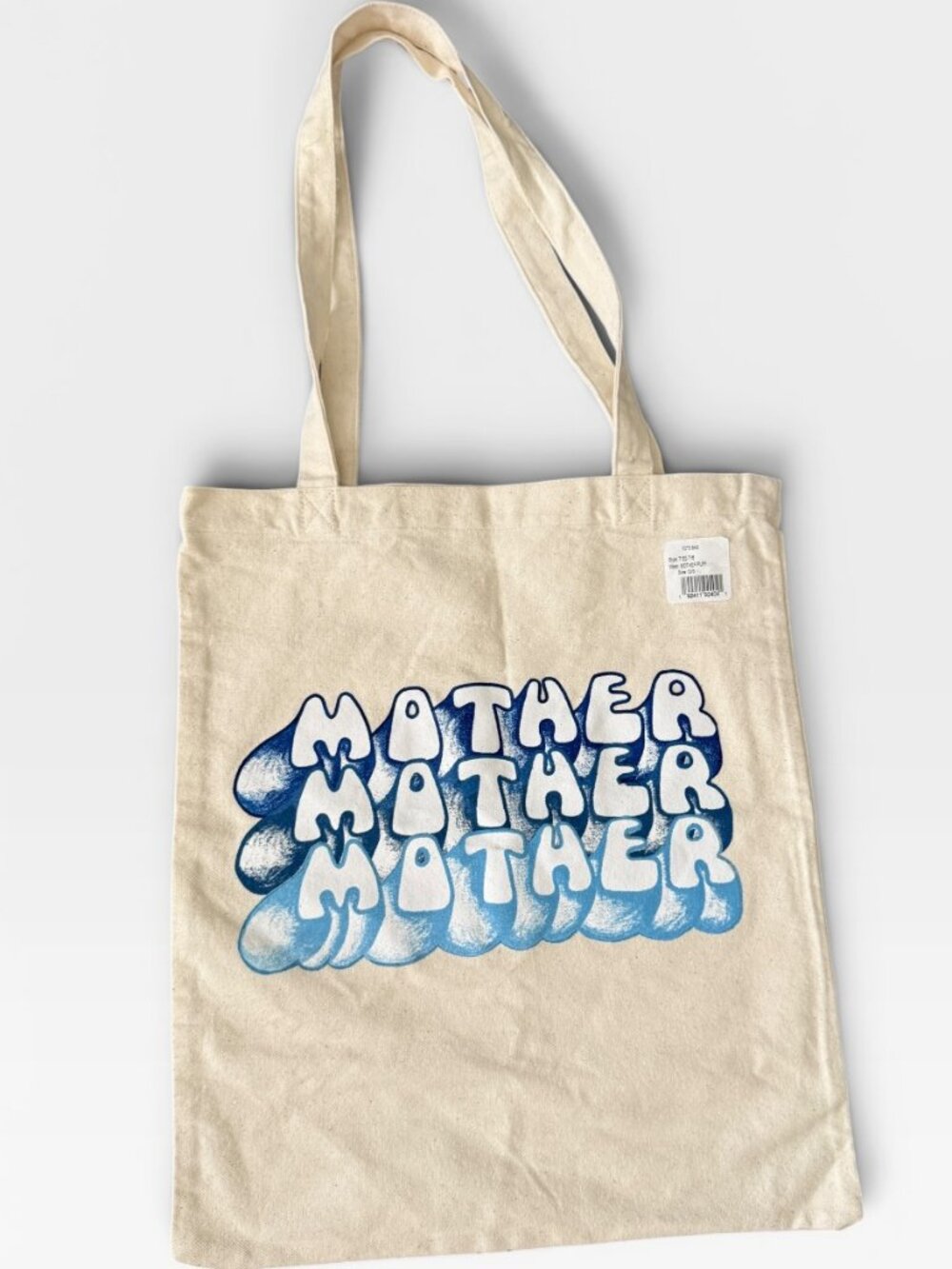 NWT MOTHER Puff Canvas Tote- Medium- Cream/Blue- OS